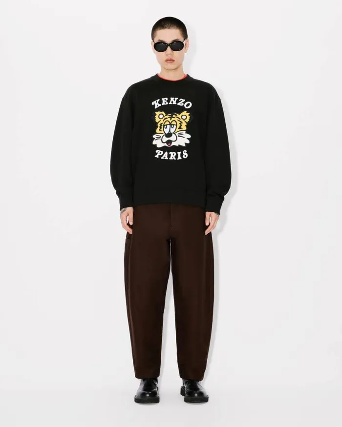 MenWomen 039KENZO VERDY MARKET039 Genderless Embroidered Sweatshirt In Cotton Black Kenzo Sweatshirts And Hoodies