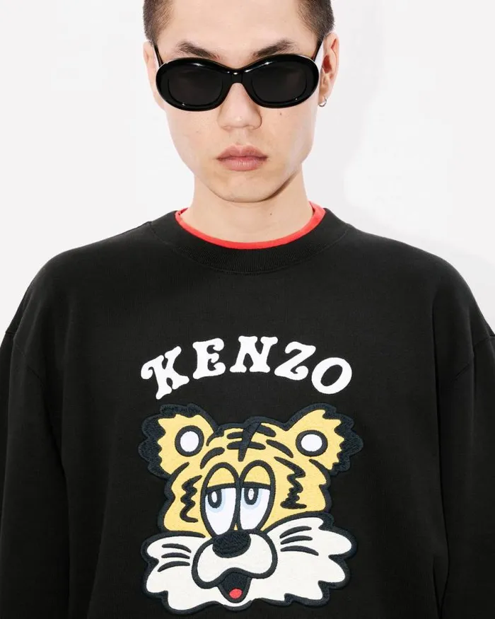 MenWomen 039KENZO VERDY MARKET039 Genderless Embroidered Sweatshirt In Cotton Black Kenzo Sweatshirts And Hoodies