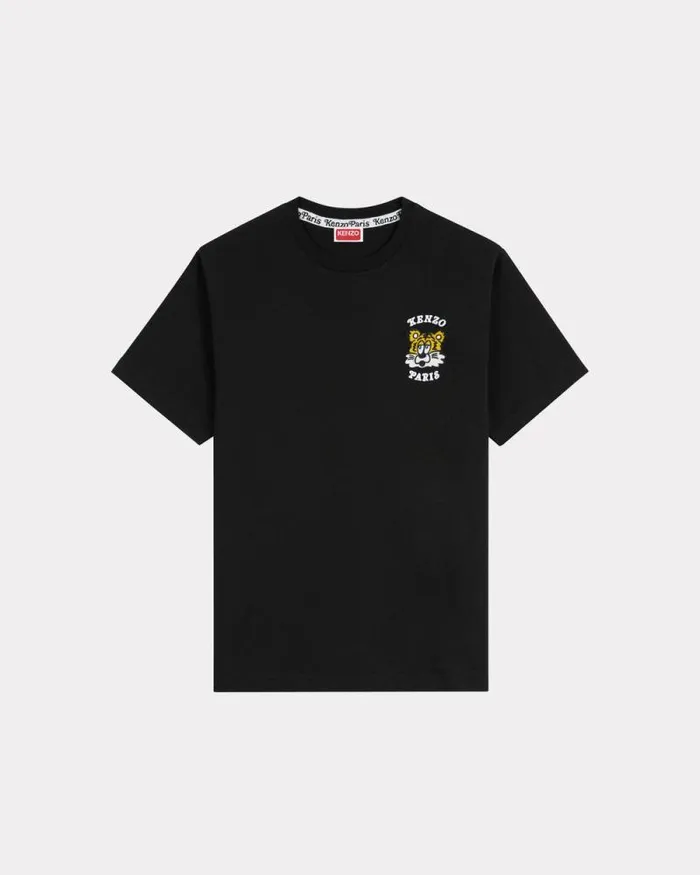 MenWomen 039KENZO VERDY MARKET039 Genderless Embroidered Tshirt In Cotton Black Kenzo Tshirts And Polos