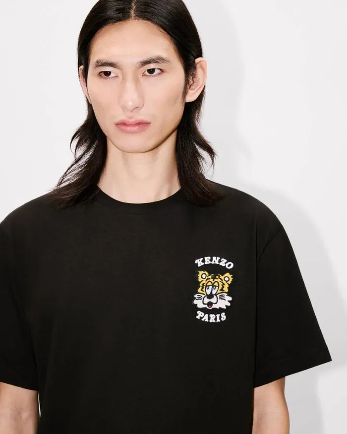 MenWomen 039KENZO VERDY MARKET039 Genderless Embroidered Tshirt In Cotton Black Kenzo Tshirts And Polos