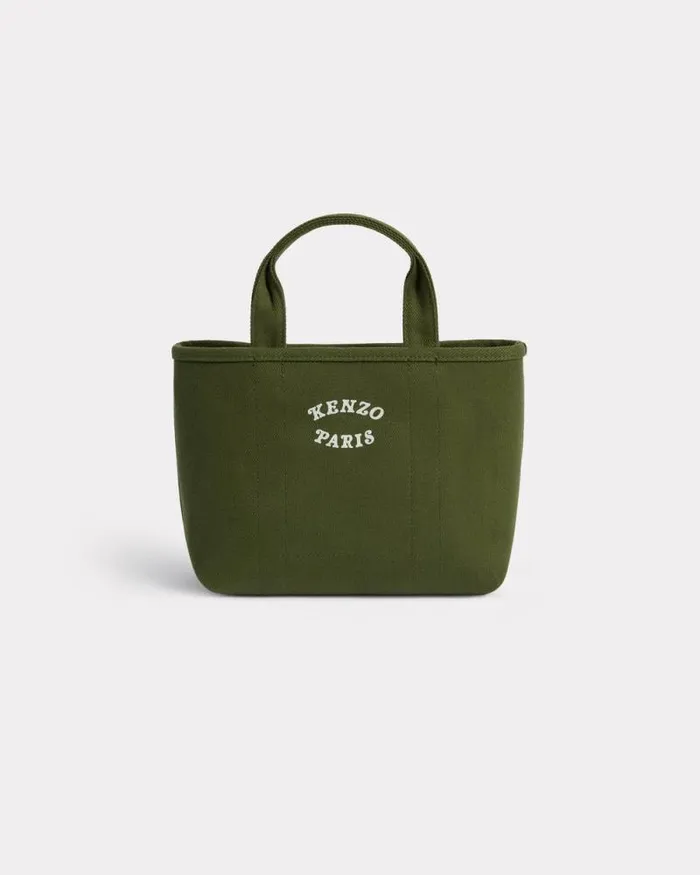 MenWomen 039KENZO VERDY MARKET039 Reversible Small Tote Bag In Canvas Khaki Kenzo Bags