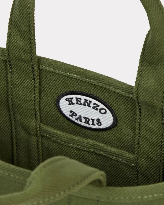 MenWomen 039KENZO VERDY MARKET039 Reversible Small Tote Bag In Canvas Khaki Kenzo Bags