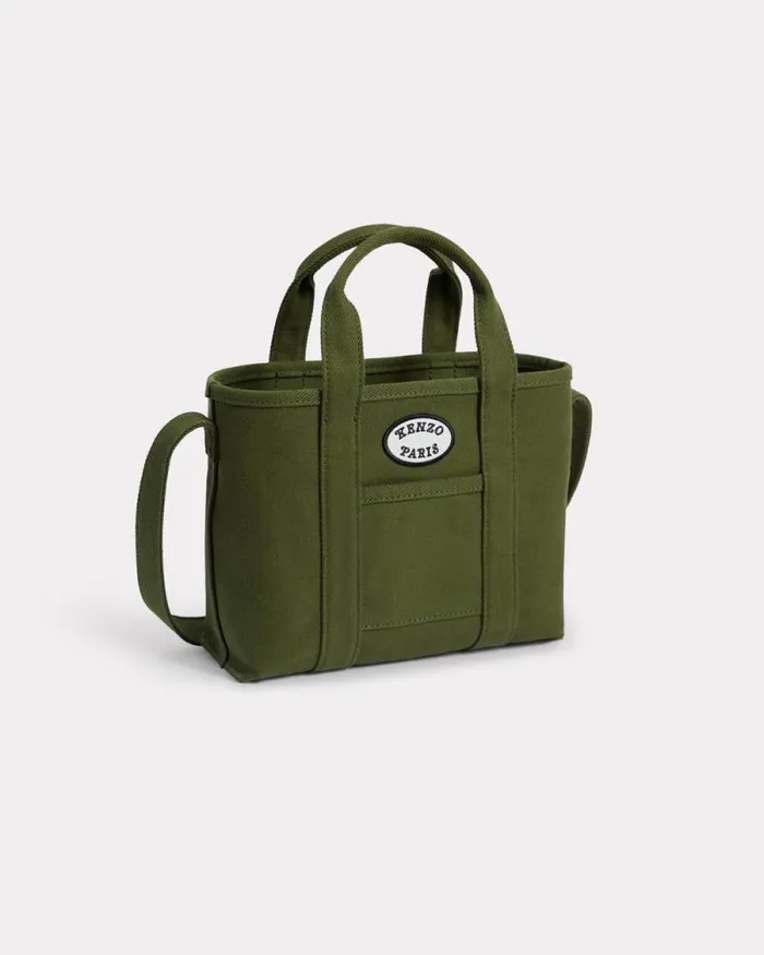 MenWomen 039KENZO VERDY MARKET039 Reversible Small Tote Bag In Canvas Khaki Kenzo Bags