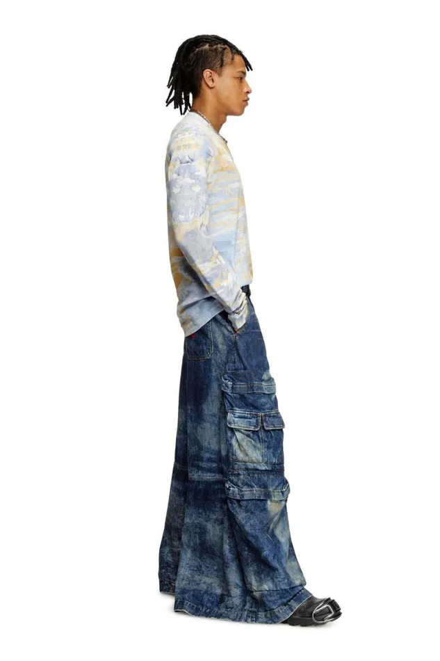 MenWomen Diesel Diesel X Damiano David Relaxed Jeans DGiappo 0DBCW Dark Blue