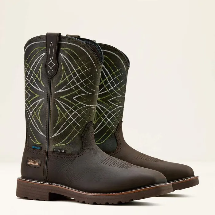 Men Work Boots Ariat Activator Waterproof Steel Toe Work Boot Dark Browngreen Men Work Boots Ariat Activator Waterproof Steel Toe Work Boot Dark Browngreen