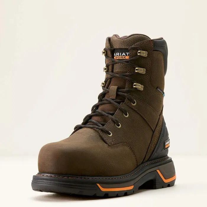 Men Work Boots Ariat Big Rig 8quot Waterproof Composite Toe Work Boot Iron Coffee