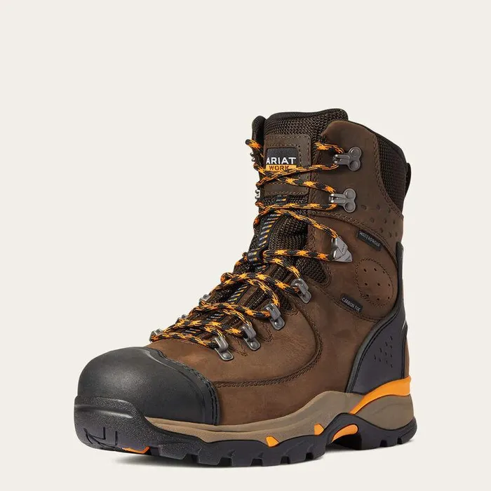 Men Work Boots Ariat Endeavor 8quot Waterproof Carbon Toe Work Boot Chocolate Brown