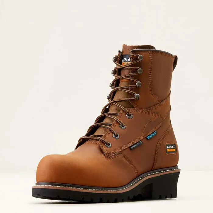 Men Work Boots Ariat Logger Shock Shield Waterproof Composite Toe Work Boot Copper Brown
