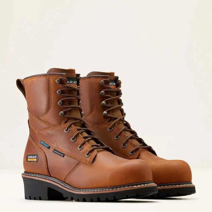 Men Work Boots Ariat Logger Shock Shield Waterproof Composite Toe Work Boot Copper Brown Men Work Boots Ariat Logger Shock Shield Waterproof Composite Toe Work Boot Copper Brown