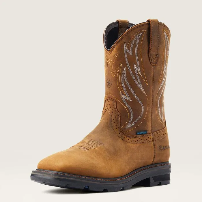 Men Work Boots Ariat Sierra Shock Shield Waterproof Work Boot Distressed Brown