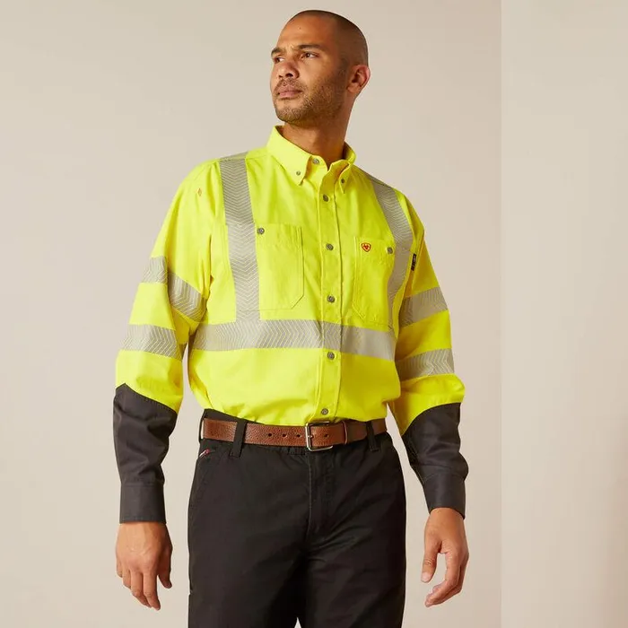 Men Workwear Ariat FR HiVis Work Shirt Hivis Yellow