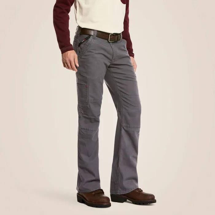Men Workwear Ariat FR M5 Stretch DuraLight Canvas Stackable Straight Leg Pant Iron Gray