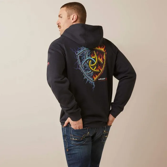 Men Workwear Ariat FR Rev Shock Fire Hoodie Black