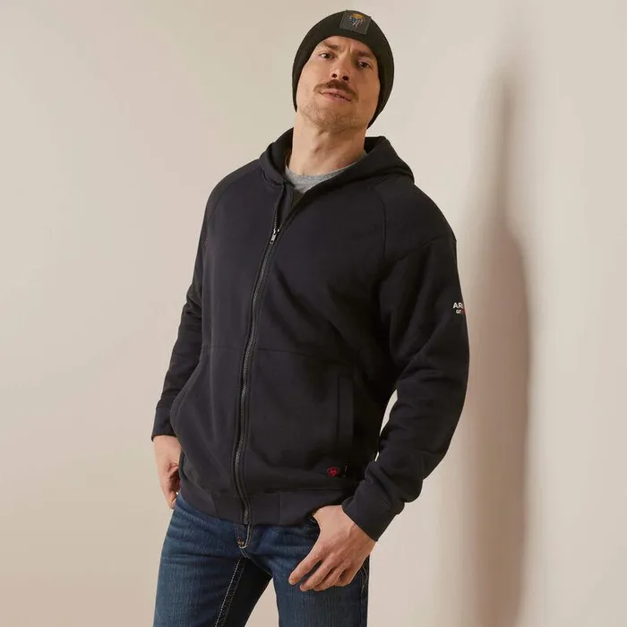 Men Workwear Ariat FR Rev Shock Fire Hoodie Black Men Workwear Ariat FR Rev Shock Fire Hoodie Black