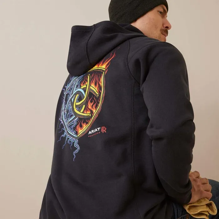 Men Workwear Ariat FR Rev Shock Fire Hoodie Black Men Workwear Ariat FR Rev Shock Fire Hoodie Black