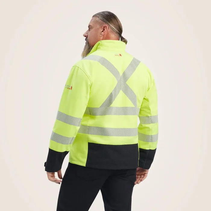 Men Workwear Ariat FR Vernon HiVis Softshell Jacket Hivis Yellow Men Workwear Ariat FR Vernon HiVis Softshell Jacket Hivis Yellow