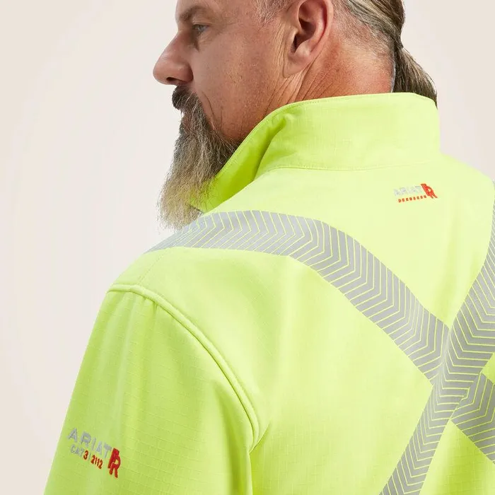 Men Workwear Ariat FR Vernon HiVis Softshell Jacket Hivis Yellow Men Workwear Ariat FR Vernon HiVis Softshell Jacket Hivis Yellow