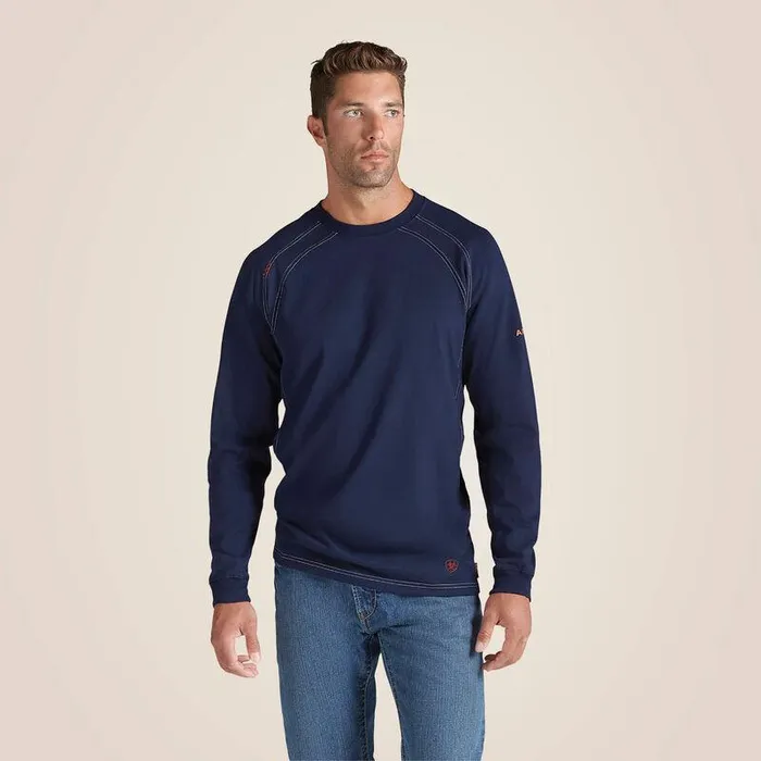 Men Workwear Ariat FR Work Crew TShirt Navy