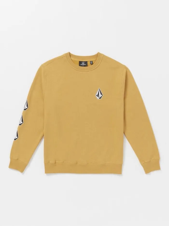 Mens Hoodies and Sweatshirts Volcom Iconic Stone Crew Sweatshirt 8211 Mustard