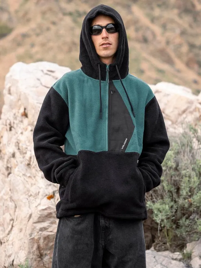 Mens Hoodies and Sweatshirts Volcom Unerstand Half Zip Hoodie 8211 Ranger Green