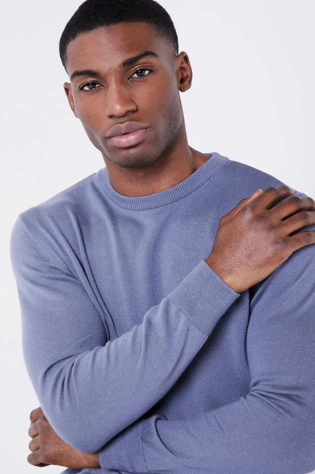 Mens Leo Knitted Jumper 8211 Blue Jameson Carter Hoodies and Sweatshirts