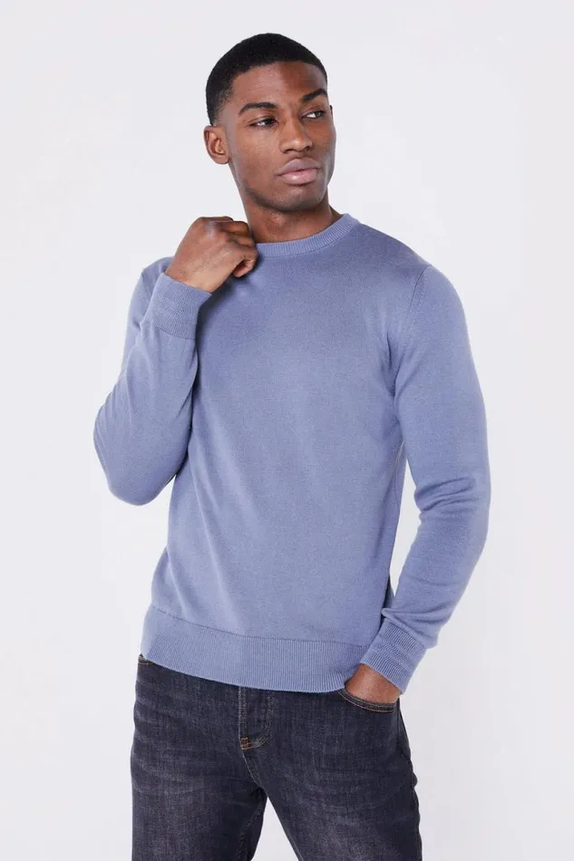 Mens Leo Knitted Jumper 8211 Blue Jameson Carter Hoodies and Sweatshirts