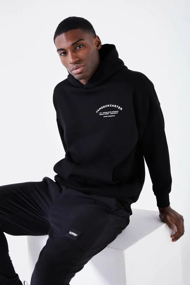 Mens Louie Oversized Hoodie 8211 Black Jameson Carter Hoodies and Sweatshirts