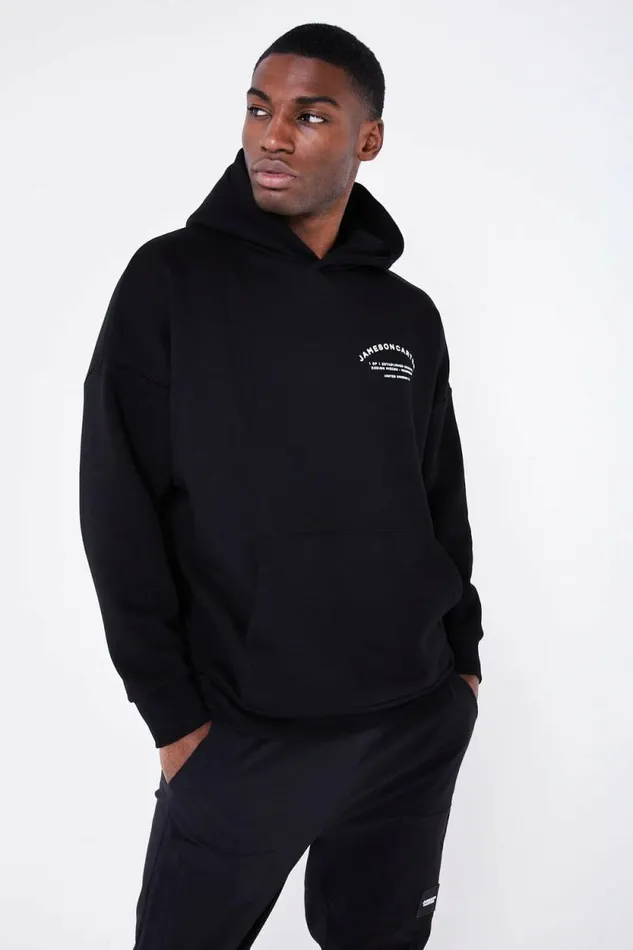 Mens Louie Oversized Hoodie 8211 Black Jameson Carter Hoodies and Sweatshirts