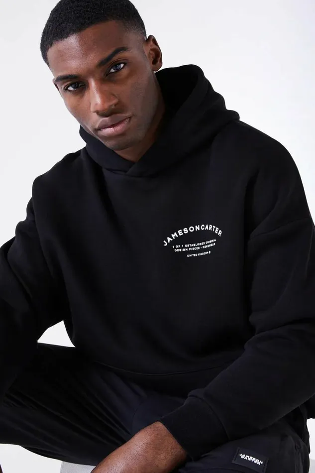 Mens Louie Oversized Hoodie 8211 Black Jameson Carter Hoodies and Sweatshirts