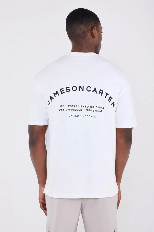 Mens Louie Oversized TShirt 8211 White Jameson Carter TShirts