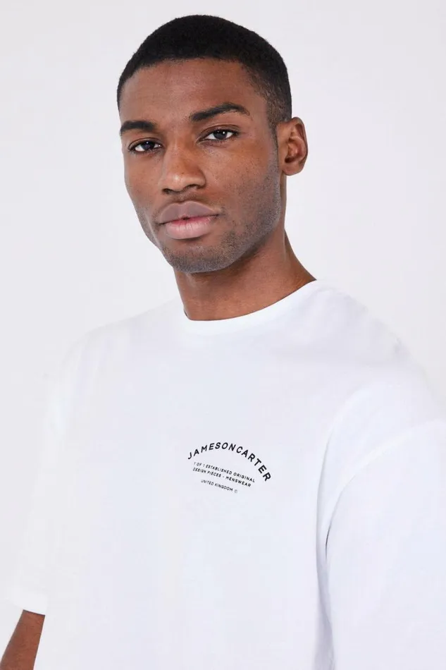 Mens Louie Oversized TShirt 8211 White Jameson Carter TShirts