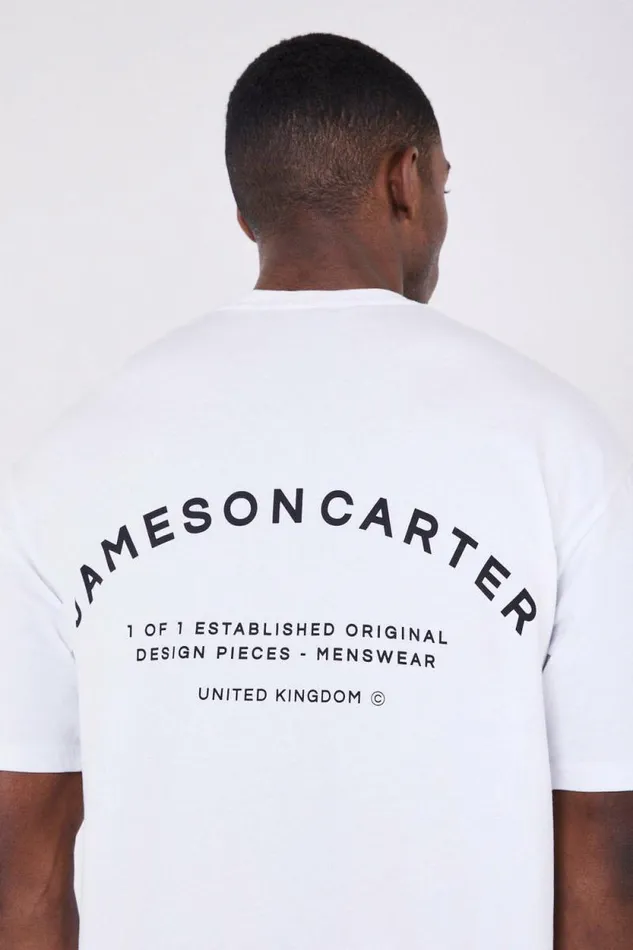 Mens Louie Oversized TShirt 8211 White Jameson Carter TShirts