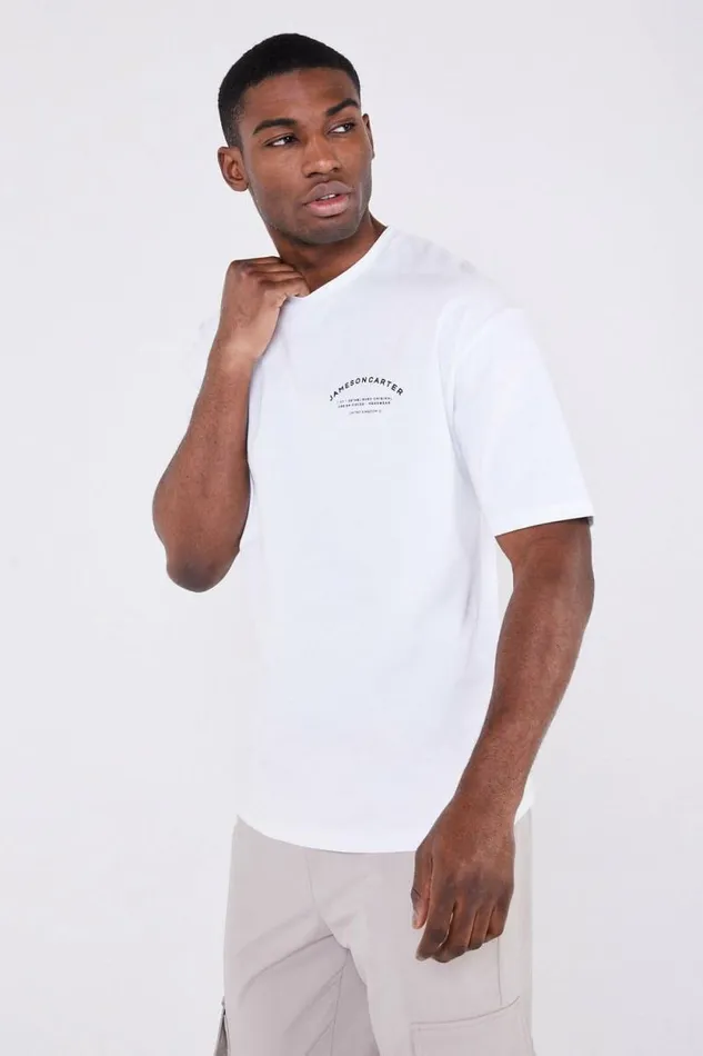 Mens Louie Oversized TShirt 8211 White Jameson Carter TShirts