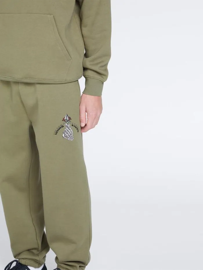 Mens Pants Volcom Earth Tripper Elastic Waist Fleece Pants 8211 Thyme Green