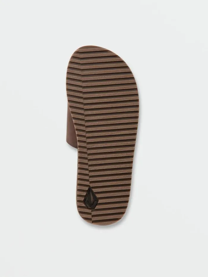 Mens Sandals Volcom Recliner Slide Sandals 8211 Brown