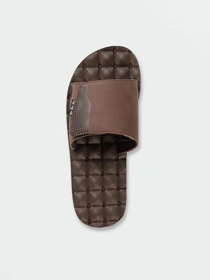 Mens Sandals Volcom Recliner Slide Sandals 8211 Brown