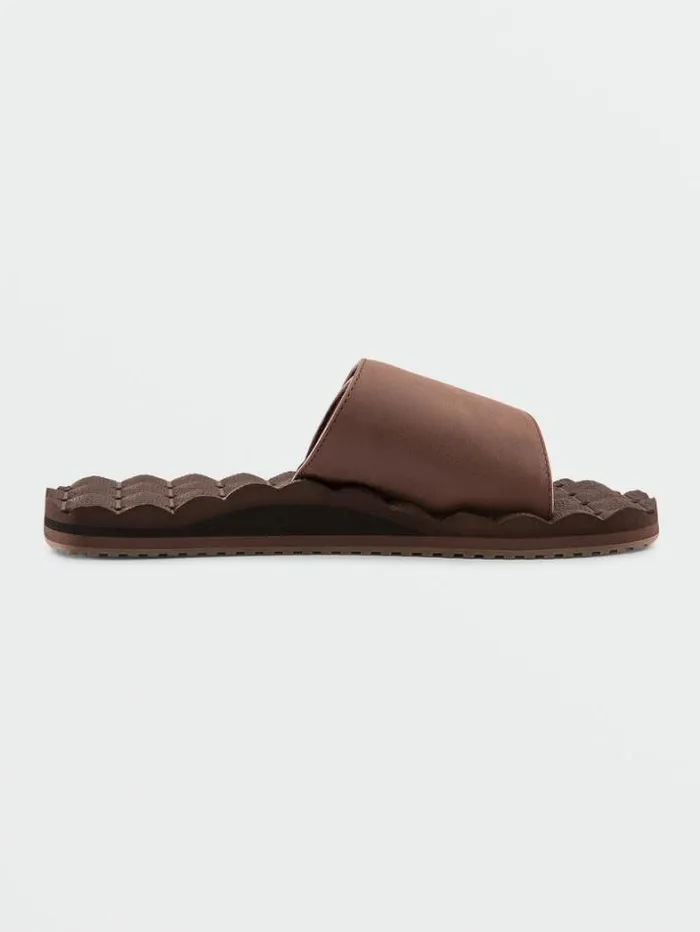 Mens Sandals Volcom Recliner Slide Sandals 8211 Brown