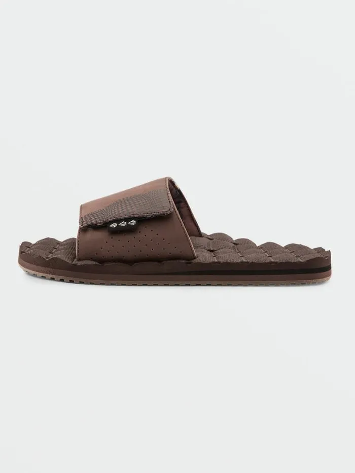 Mens Sandals Volcom Recliner Slide Sandals 8211 Brown