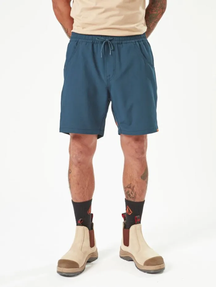 MensWorkwear Shorts Volcom Workwear Slab Elastic Waist Shorts 8211 Navy