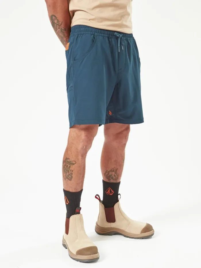 MensWorkwear Shorts Volcom Workwear Slab Elastic Waist Shorts 8211 Navy