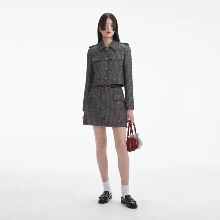 Metallic Boucle Jacket Women Self Portrait Tops