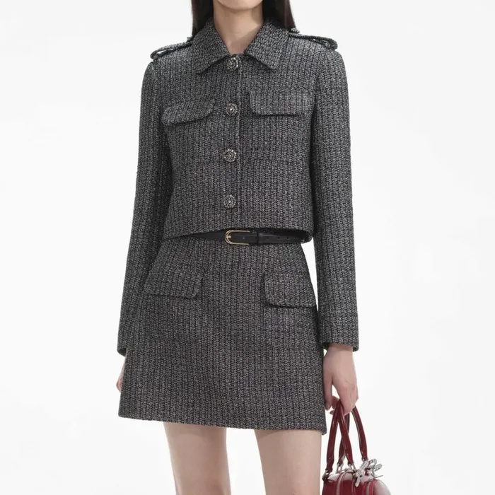 Metallic Boucle Jacket Women Self Portrait Tops Metallic Boucle Jacket Women Self Portrait Tops