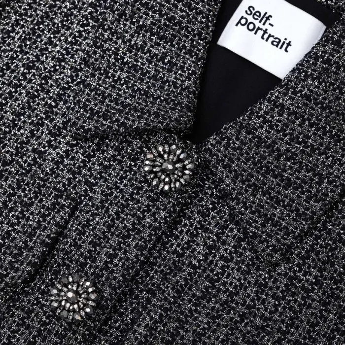 Metallic Boucle Jacket Women Self Portrait Tops Metallic Boucle Jacket Women Self Portrait Tops