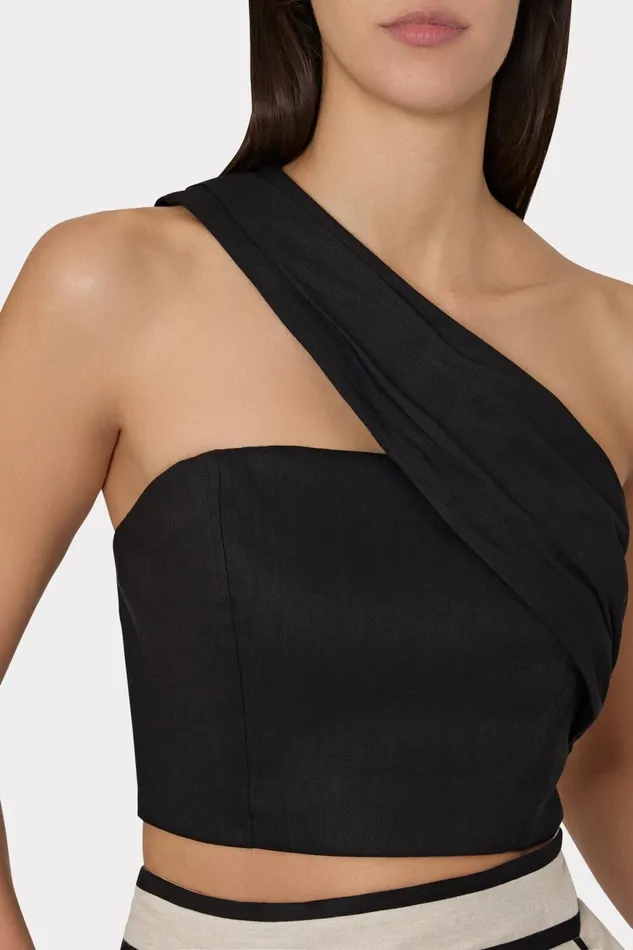 Milly Arantza Draped One Shoulder Top Black Women Tops Milly Arantza Draped One Shoulder Top Black Women Tops