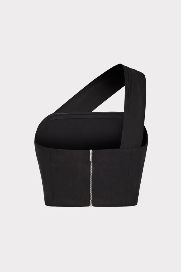Milly Arantza Draped One Shoulder Top Black Women Tops Milly Arantza Draped One Shoulder Top Black Women Tops
