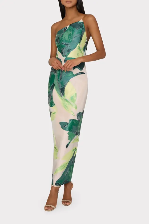 Milly Asymetrical Tropical Forest Jacquard Midi Dress Green Multi Women Dresses Milly Asymetrical Tropical Forest Jacquard Midi Dress Green Multi Women Dresses