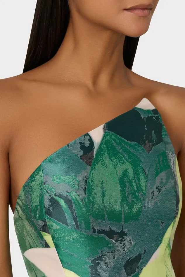 Milly Asymetrical Tropical Forest Jacquard Midi Dress Green Multi Women Dresses Milly Asymetrical Tropical Forest Jacquard Midi Dress Green Multi Women Dresses