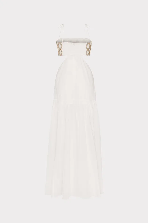 Milly Atalia Mirrored Embroidery Maxi CoverUp Dress Whitegold Women Swim and Coverups Milly Atalia Mirrored Embroidery Maxi CoverUp Dress Whitegold Women Swim and Coverups