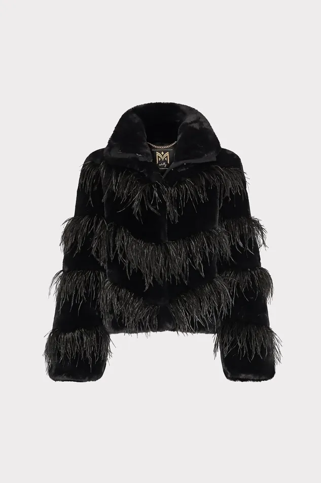 Milly Avah Faux Fur Jacket Black Women Coats and Jackets