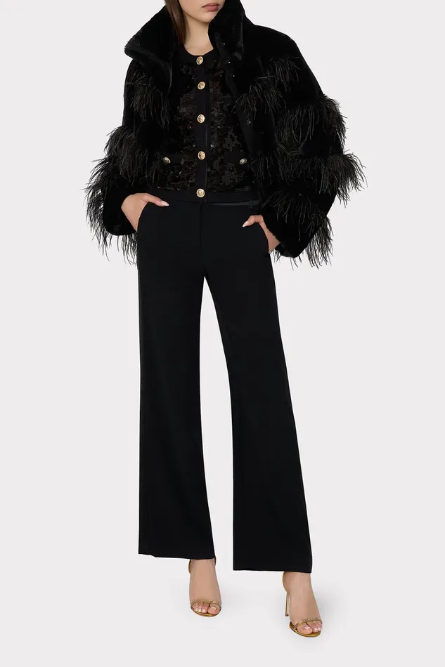 Milly Avah Faux Fur Jacket Black Women Coats and Jackets Milly Avah Faux Fur Jacket Black Women Coats and Jackets